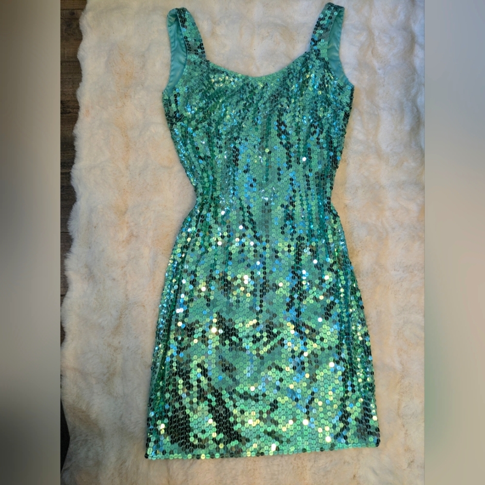 Vintage 90s Sequin Mermaid Mini Dress